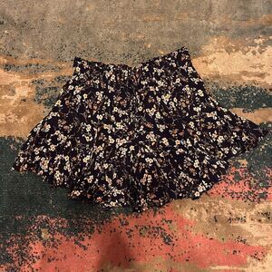 White Birch Floral Skater Skirt - navy blue